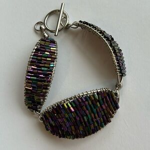 ✨3 Link Iridescent Wire Beaded Bracelet